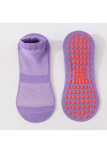Mor Tutkal Nokta Kaymaz Çorap Kavrama Çorap Kaymaz Yoga Ev Terlik Çorap Yastıklı Taban Çorap Erkekler Kadınlar İçin Mor