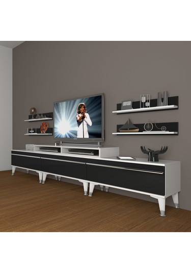 Decoraktiv Ekoflex 270r Mdf Silver Tv Ünitesi Tv Sehpası Beyaz - Siyah