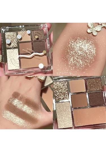 7 Renk Göz Farı Paleti İnci Mat Toprak Rengi Göz Farı Taşınabilir Parlak Uzun 16-earth Color 01