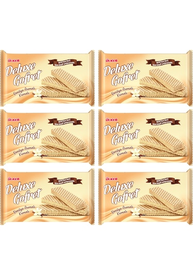 Ülker Deluxe Gofret Vanilya Aromalı Kremalı 220 G X 6 Adet