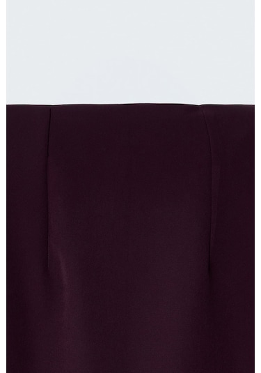 Sateen Düz Kalem Etek - Mürdüm-137388