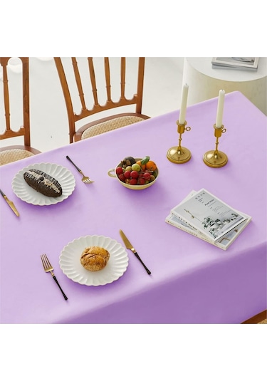 Sıvı Geçirmez Dertsiz Keten Masa Örtüsü Lila