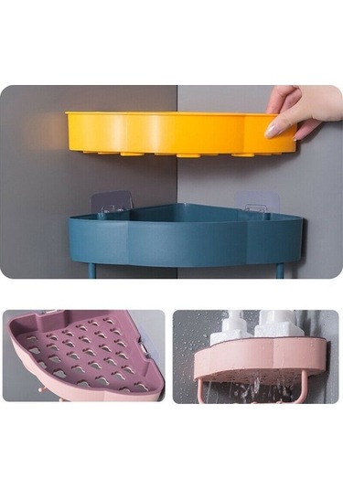 Pazly Sunsıom Köşe Duş Rafı - Duvar Montajlı Banyo Depolama Düzenleyici, Pembe Pembe