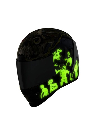 Icon Airform Dead Serious Mıps Kapalı Motosiklet Kaskı Siyah Gri Yeşil Siyah - Gri