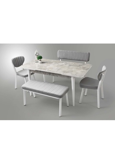 Mobilgen Rambla 120+30 Kelebek Tekno Kenar Hg Açılabilir Masa Mermer Desen