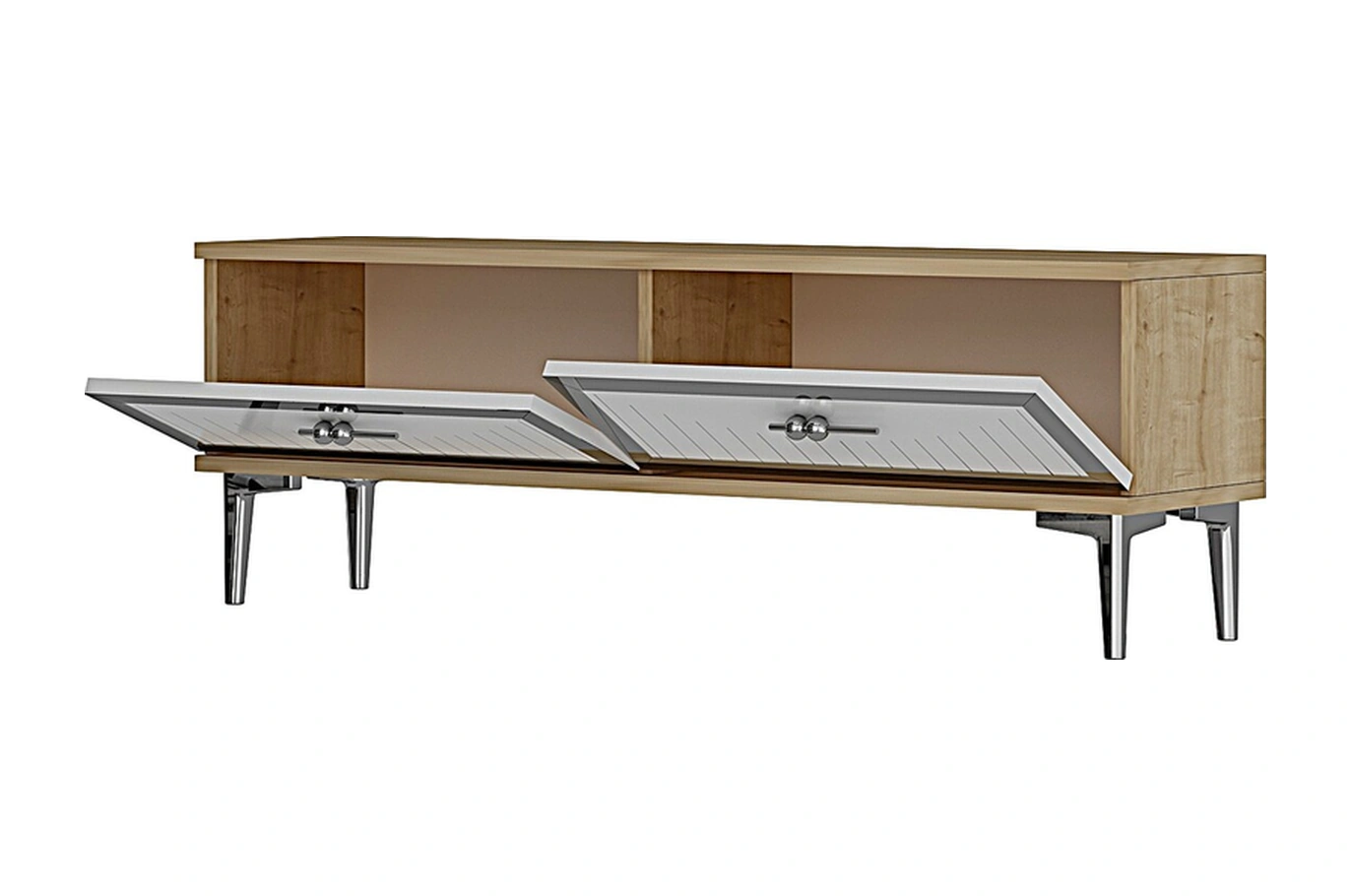 Tsa1204dbs - Tunatv120 Tv Stand, Tv Sehpası Safirmeşe-beyaz-sılver 120cm Beyaz