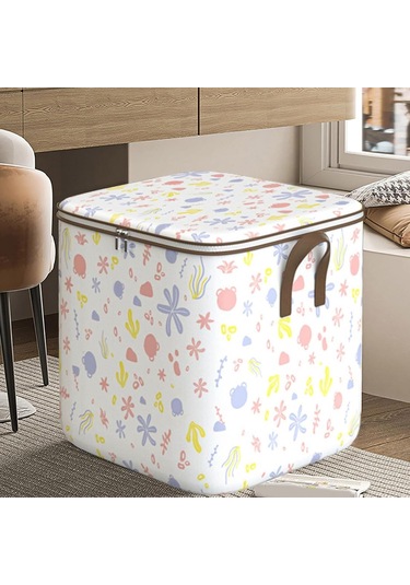 Depolama Çantaları Taşınabilir Giysiler Depolama Katlanabilir Küçük Saf Ve Taze Dolap Organizatör Depolama Kapları Dayanıklı Kulplar Çiçek Baskı Desen Organizatör Çantası 180l