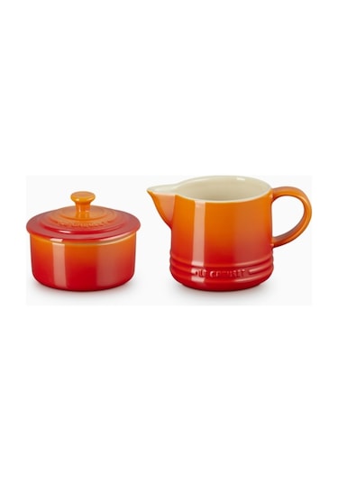 Le Creuset Seramik Sütlük Ve Şekerlik Seti Cezveler Turuncu