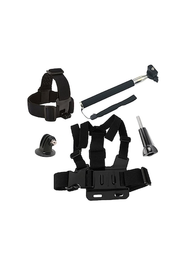 110cm Vidalı Monopod Kafa Bandı Göğüs Kemeri 5 Parça Aksesuar Set