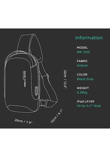 Mark Ryden Lexus Mr-7510 Usb Şarj Portlu Omuz Çantası - Siyah