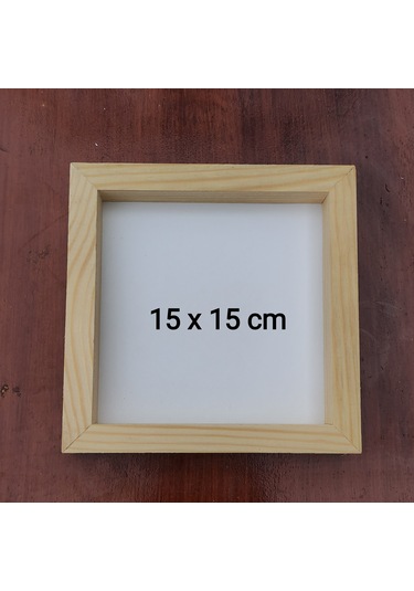 15x15cm Beyaz Ahşap Çerçeveli Pano Camsız - Arkalık Sabit