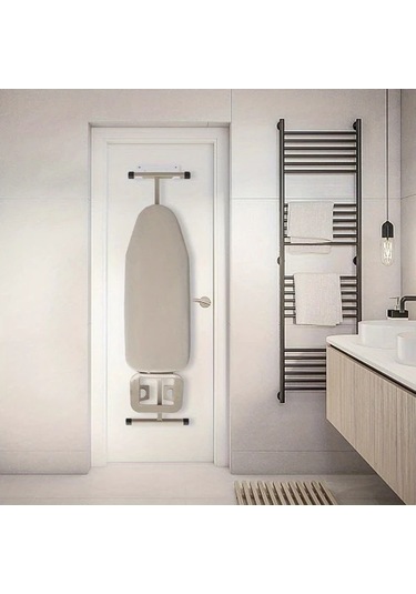 Chuangyinshop Beyaz Duvar Tipi Ütü Tahtası Askısı - Çift Kancalı Metal Ütü Panosu Askılığı