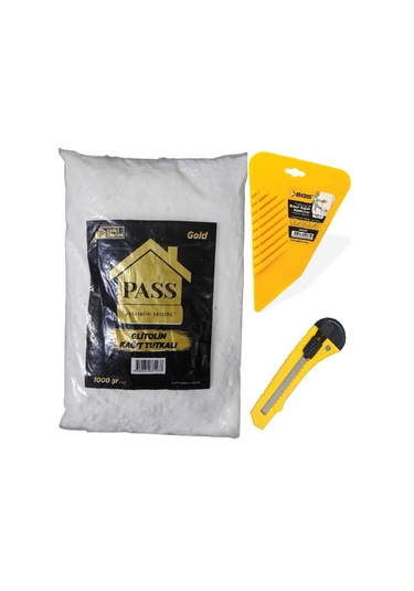 Duvar Kağıdı Yapıştırma Seti Tutkal 1Kg-Ispatula-Maket Bıçağı