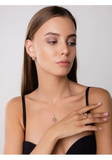 Lamponi 925 Ayar Gümüş Çiçek Küpe 111687716 Altın