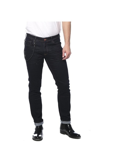 Zincirli Düz Renk Erkek Kot Pantolon