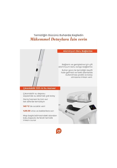 Youban KF-1804 Çok Fonksiyonlu Standlı Buharlı Temizlik Makinesi