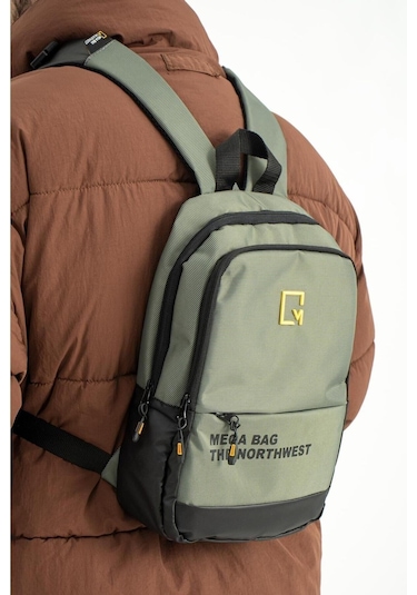 Yağmura Dayanıklı Polyester Kumaş Mini Sırt Çantası Gri