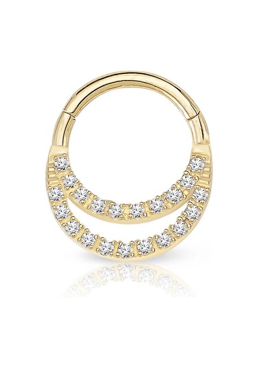 İki Sıra Taşlı Altın Helix Piercing