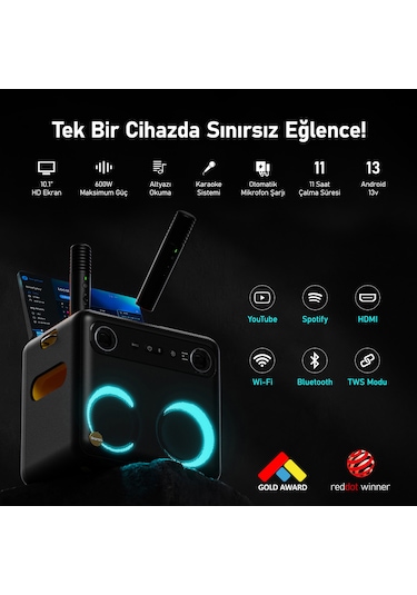 Ikarao Break X2 300 W 10" Taşınabilir Karaoke Bluetooth Hoparlör Seti