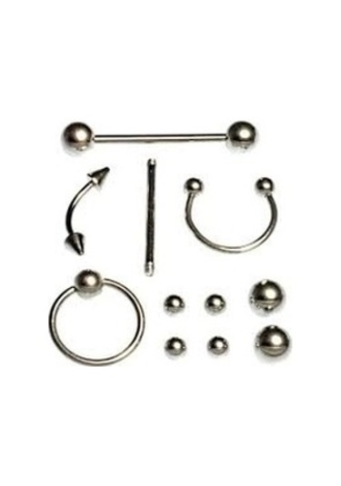 11 Parça Piercing Cerrahi Çelik Ve Piercing Topu Seti Piirsing Gümüş