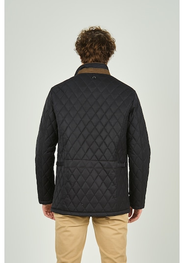 Daynax Erkek Dik Yaka Fermuar Ve Çıtçıt Kapamalı Kapitone Kaban 1000 Lacivert Lacivert