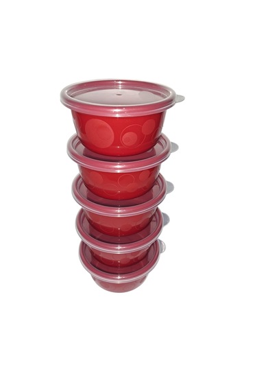 Tick Tock Hava Sızdırmaz Saklama Kabı 5'li Set Kırmızı 5 x 250 ML Kırmızı