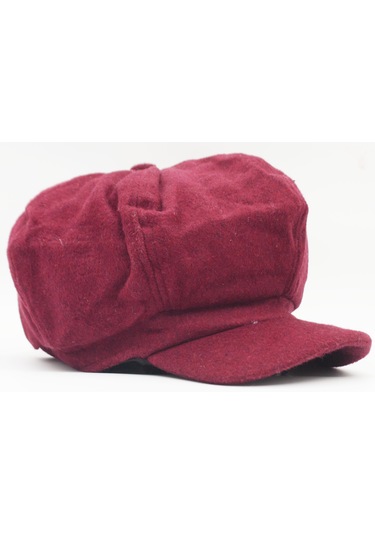Şapkadan Kadın Yünlü Vintage Kasket Retro Kışlık Şapka 45645dr56701