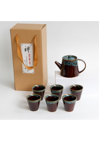 Homyl 7 Parça Seramik Sırlı Çay Bardakları & Mavi Mavi