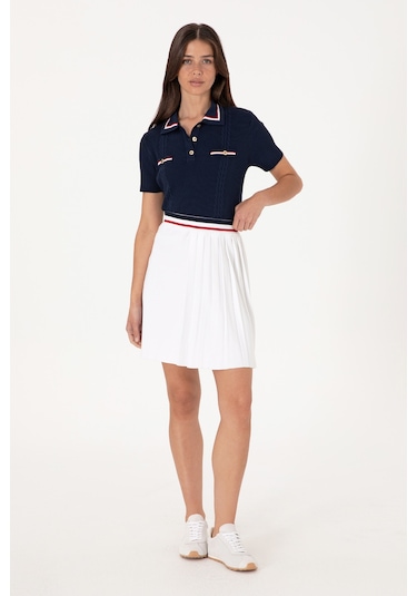 U.S. Polo Assn. Kadın Beyaz Mini Boy Triko Etek 50299379-VR013