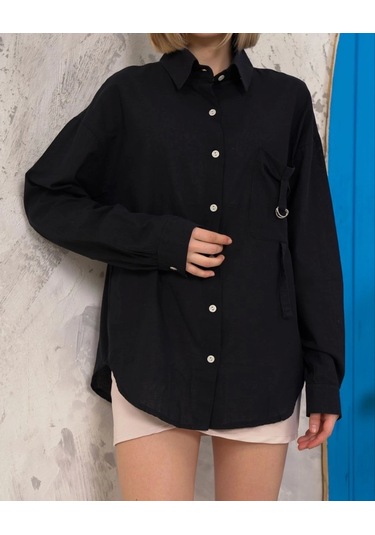 Relax Fit Keten Gömlek Siyah S255349 Siyah