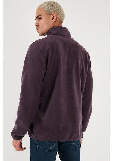 Buratti Regular Fit Anti-Pilling Tüylenme Yapmayan Dik Yaka Kalın Kışlık Şardonlu Erkek Polar 5896700 Mor