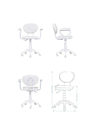 Vilinze Biga Çalışma Ofis Masası Ve Deniz Çalışma Ofis Sandalyesi Set - 60x90 Cm Teddy Beyaz