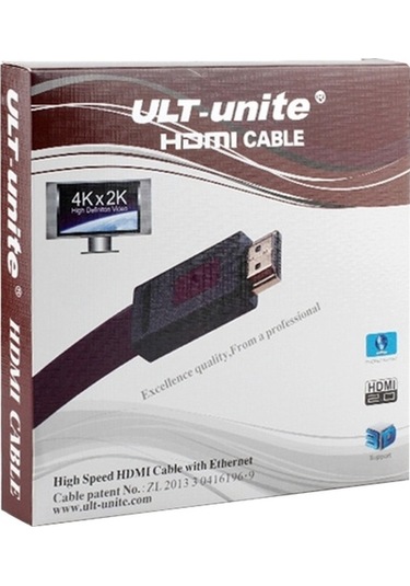 Novahub Ult-unite 4k Ultra Hd Altın Kaplama Hdmı - Şeffaf Kırmızı Hdmı Düz Kablo, 5m