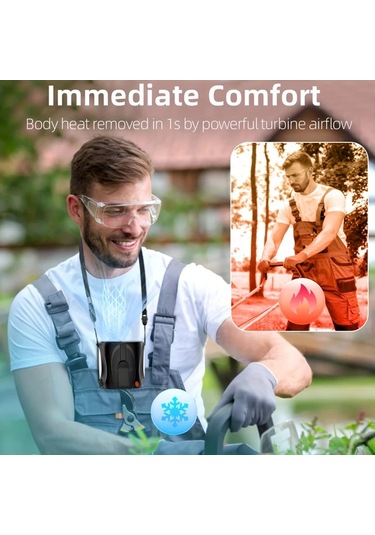 Xuweiwei Taşınabilir Bel Fanı Yeşil Metal Dekor 6 Hız 16000rpm Şarj Edilebilir 6000mah Nikel Pil Usb Şarj İç Dış Mekan Kullanımı