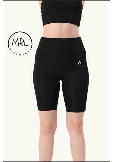 Kadın Siyah Yüksek Bel Toparlayıcı Biker Şort Kısa Spor Tayt Likralı Dalgıç Biker Tights 1043 Siyah Beyaz