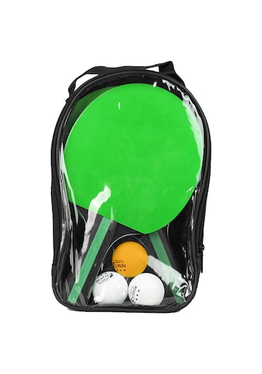 Ranyeek Shınıng-04 Yeşil Renkli Polar Ahşap Tenis Raketi Seti 2 Raket + 3 Top + Çanta