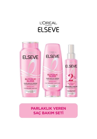 Elseve Glycolic Gloss Parlak Veren Saç Bakım Rutini Seti