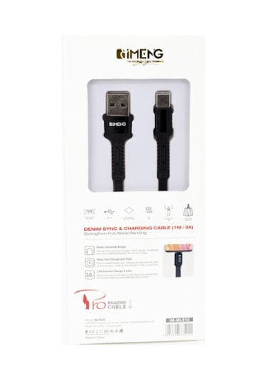 İmeng ML810 3 A Usb A To Micro Pro Braided Örgülü Data Ve Hızlı Şarj Kablosu Siyah