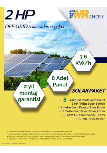 2 Hp- 3.6 Kw Off-grid Solar Sulama Paketi