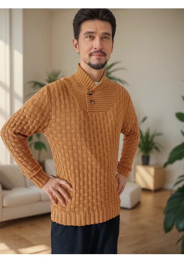 Sonbahar Yeni Moda Yuvarlak Yakalı Sade Kalınlaştırılmış Erkek Kazağı Yeşil