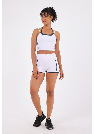 Scorp Antha Spor Büstiyer Biker Kısa Tayt Takımı Beyaz STANDART