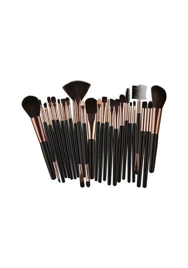 Hfambition 25'li Tam Makyaj Fırça Seti: Göz Farı, Kaş Ve Pudra Fırçaları - Yumuşak Fiber, Taşınabilir, Siyah Kolu Kahve Kutu