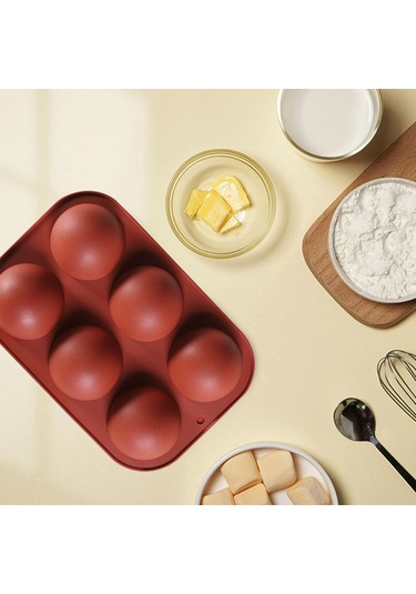 Yaozixa 4 Adet Yapışmaz Silikon Yarıküre Kalıp - Çikolata, Jöle Ve Mousse İçin Mükemmel Pişirme Çözümü Kahverengi