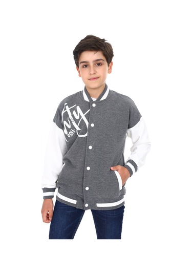 Toontoy Erkek Çocuk Baskılı Kolej Hırka Antrasit Melanj