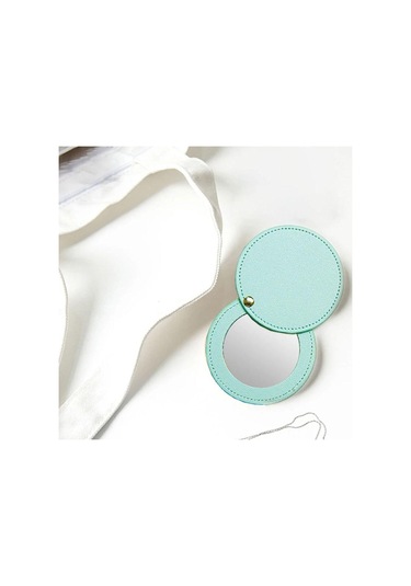 Ultra İnce Makyaj Aynası Pu Deri Cep Aynası Taşınabilir Kozmetik Aynası Siyah