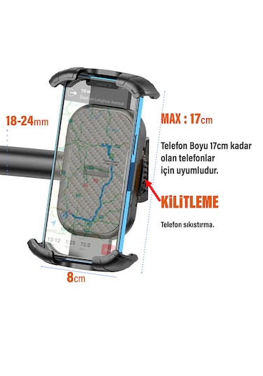 Exenaar Motosiklet - Bisiklet Telefon Tutucusu Siyah