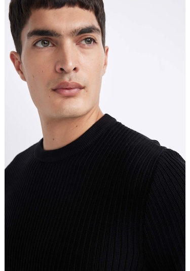 DeFacto Standart Fit Normal Kesim Bisiklet Yaka Basic Düz Triko Kazak B9707AX24SPBK27