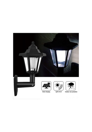 Vkemall Güneş Enerjili Led Duvar Lambası Hexagon Şekli, Işık Sensörlü, Beyaz Işık, Dış Mekan Bahçe Çit İçin, Kolay Kurulum - 1 Adet Beyaz