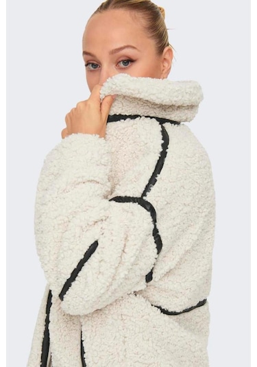 Only 15322440 Onlparıs Teddy Jacket Lıfe Otw Cc Kadın Ceket White Sand Black
