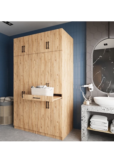 Modena Çamaşır Ve Kurutma Makinesi Dolabı Banyo Dolabı Çam Çam